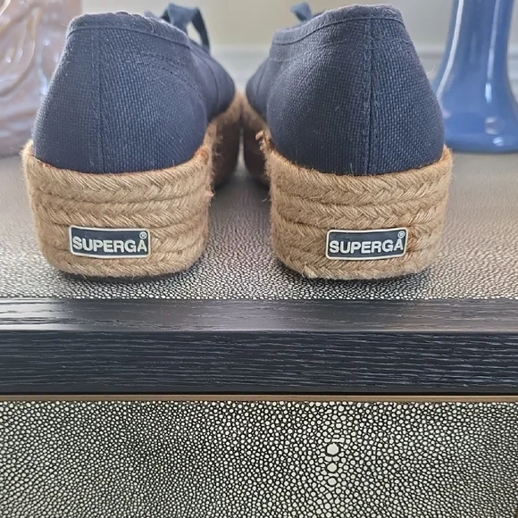 Superga Women's Dark Blue Platform Espadrille Sneakers - Picture 6 of 7